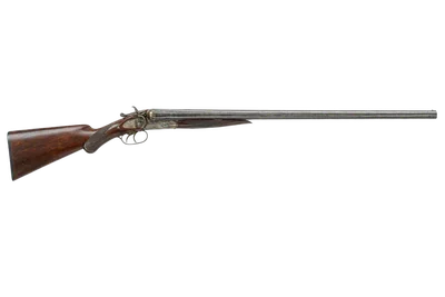 Baker Model 1897 Hammer shotgun, left-side profile render