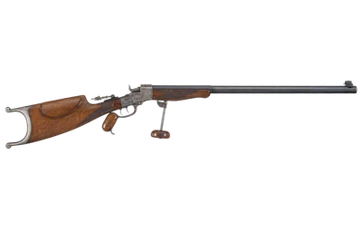 Stevens Ideal No. 53 Schuetzen rifle, left-side profile render
