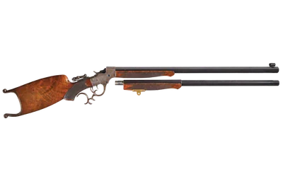 Stevens Ideal No. 54 Schuetzen Special rifle, left-side profile render